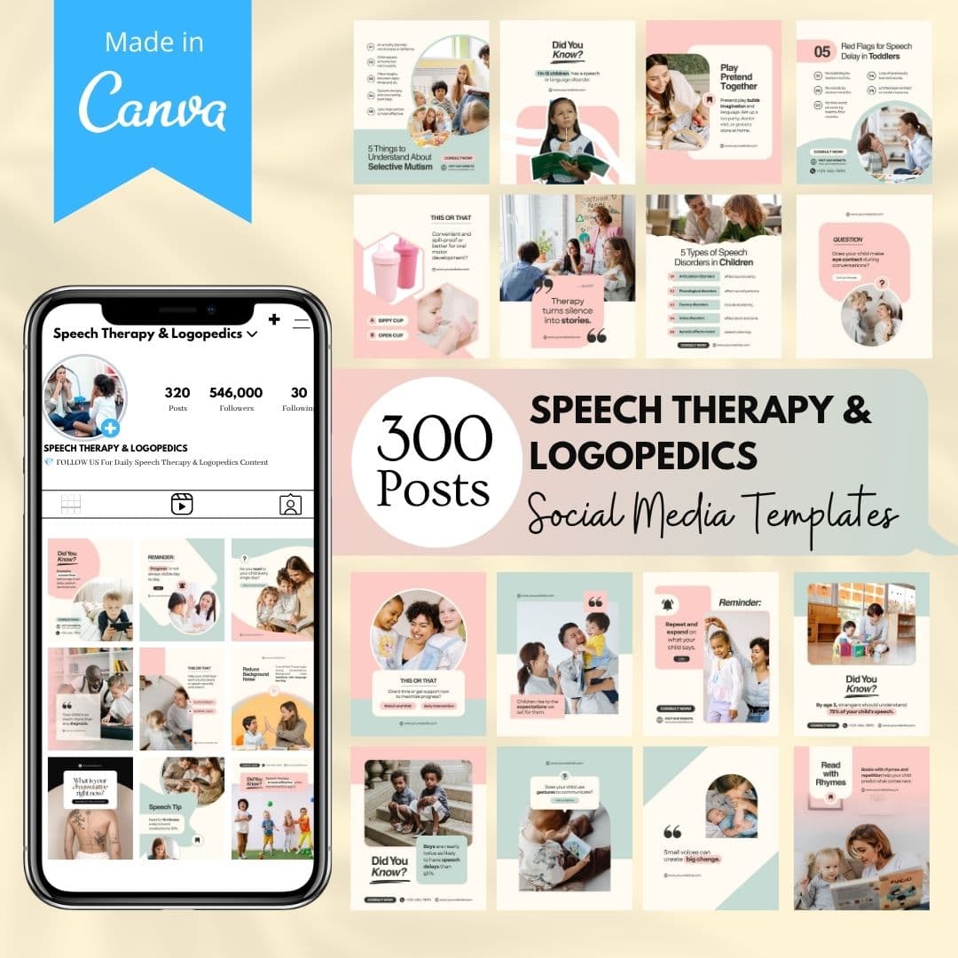 Speech Therapy & Logopedics Social Media Templates